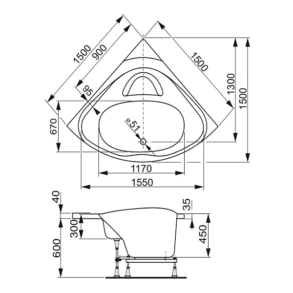 Акриловая ванна Vagnerplast Athena 150х150 , изображение 8