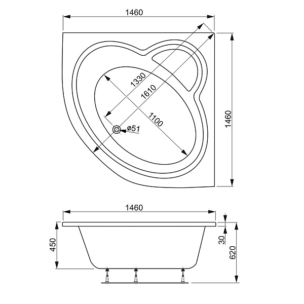 Акриловая ванна Vagnerplast Catalina 146х146 , изображение 8