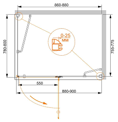 Фото Душевой уголок Cezares Bergamo W-AH-1-90/80-C-Cr-R