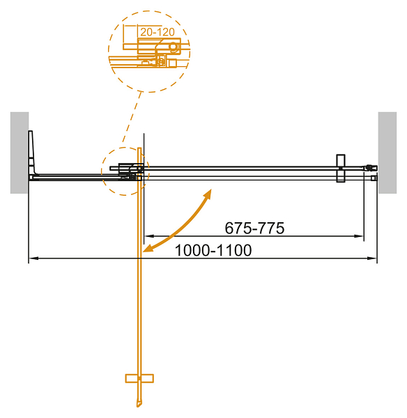 Душевая дверь в нишу Cezares Slider B-1-100/110-BR-Cr , изображение 3