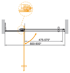 Фото Душевая дверь в нишу Cezares Slider B-1-80/90-GRIGIO-Cr