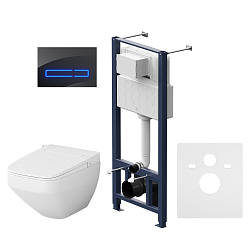 Фото Комплект AM.PM Inspire 2.0 IS450A38.CCC50A (унитаз с инсталляцией, сиденье с функцией биде, клавиша черная)