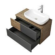 Тумба под раковину Aquaton Терра 85 дуб кантри, антрацит , изображение 4