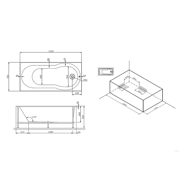 Акриловая ванна AM.PM X-Joy 150х70 , изображение 10