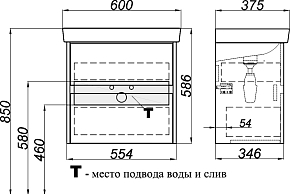 Фото Тумба с раковиной Aqwella City 50 мини дуб канадский