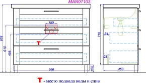 Фото Тумба с раковиной Aqwella Manchester 100 3 ящика