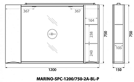 Зеркало-шкаф BelBagno Marino SPC-1200/750-2A-BL-P , изображение 13