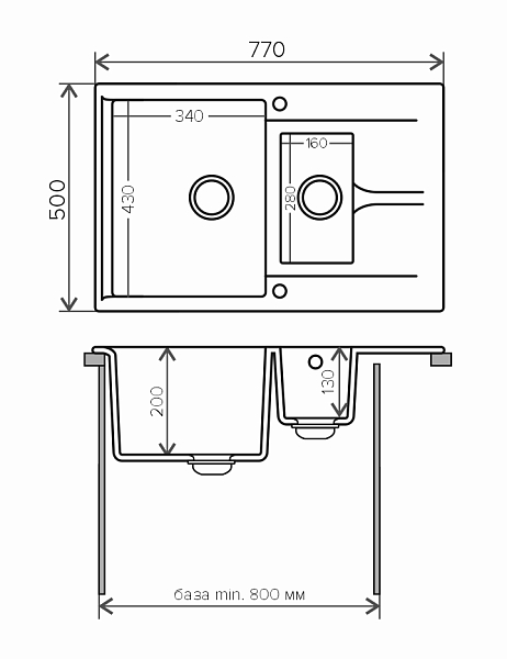 Мойка кухонная Polygran Brig -770 серая , изображение 2