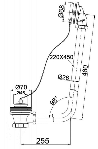 Слив-перелив для ванны BelBagno BB567-OVF-CRM хром , изображение 2