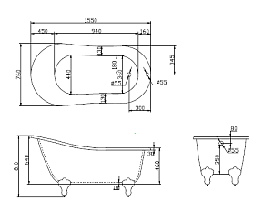 Фото Акриловая ванна BelBagno BB06-1550 155х75