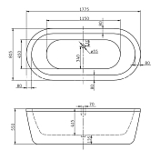 Изображение Акриловая ванна BelBagno BB12-1775 180х80 Акриловая ванна BelBagno BB12-1775 180х80 , изображение 3