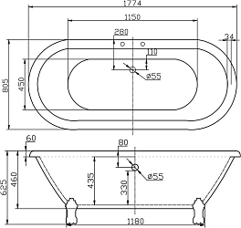 Фото Акриловая ванна BelBagno BB21 180х80