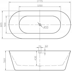 Фото Акриловая ванна BelBagno BB306-1775 180х80
