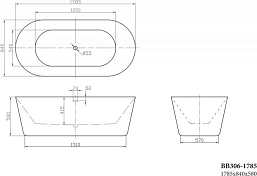 Акриловая ванна BelBagno BB306-1785 180х85 , изображение 5