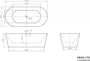 Фото Акриловая ванна BelBagno BB306-1785 180х85