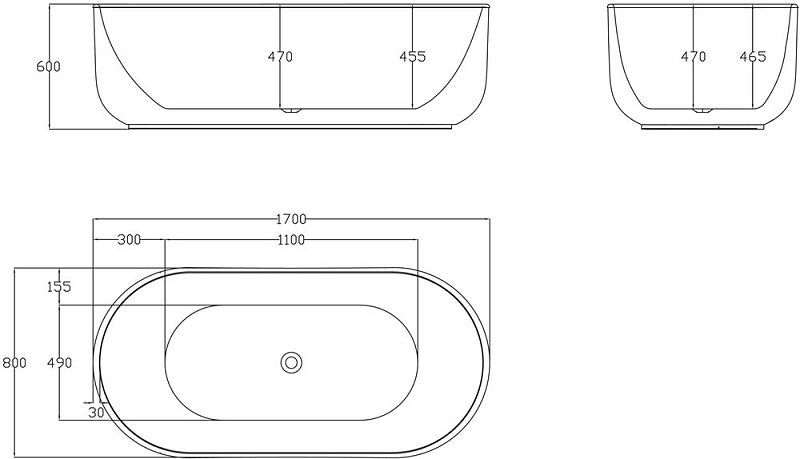 Акриловая ванна BelBagno BB401-1700-800 170х80 , изображение 5
