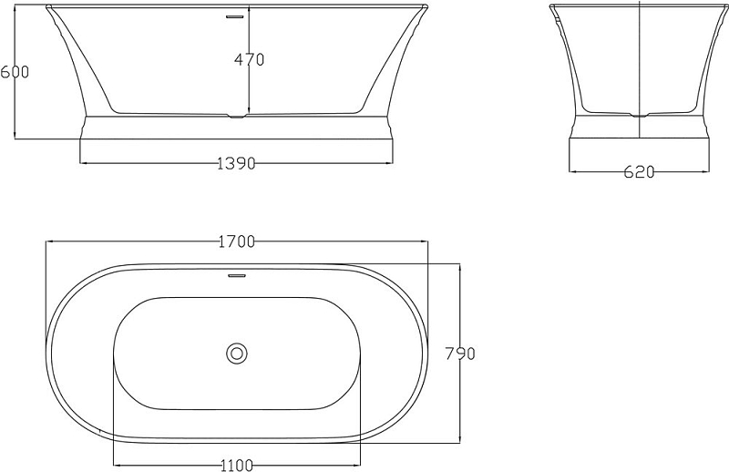 Акриловая ванна BelBagno BB402-1700-790 170х80 , изображение 4