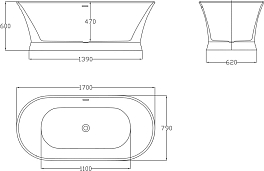 Изображение Акриловая ванна BelBagno BB402-1700-790 170х80 Акриловая ванна BelBagno BB402-1700-790 170х80 , изображение 4