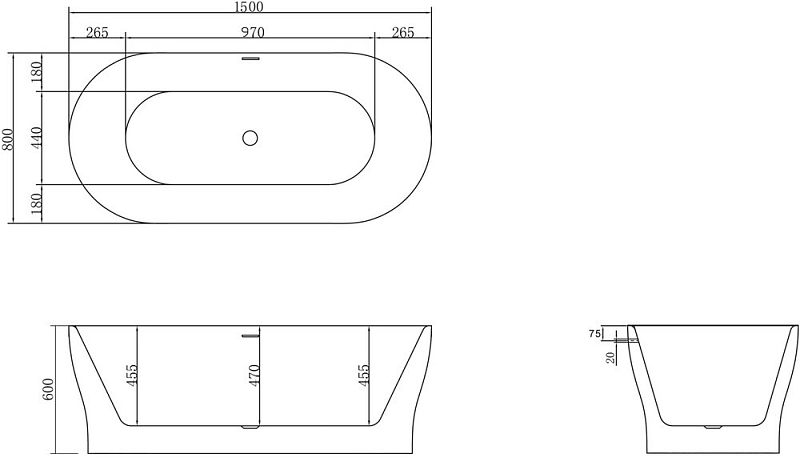 Акриловая ванна BelBagno BB405-1500-800 150х80 , изображение 5