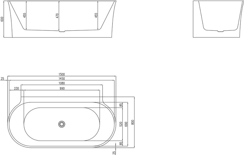 Акриловая ванна BelBagno BB409-1500-800 150х80 , изображение 5