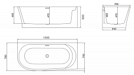 Изображение Акриловая ванна BelBagno BB410-1500-780-R 150х78 Акриловая ванна BelBagno BB410-1500-780-R 150х78 , изображение 3