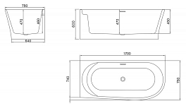 Изображение Акриловая ванна BelBagno BB410-1700-780-L 170х78 Акриловая ванна BelBagno BB410-1700-780-L 170х78 , изображение 3