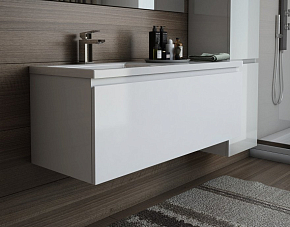 Фото Тумба с раковиной Эстет Dallas Luxe 100 L белая подвесная 1 длинный ящик