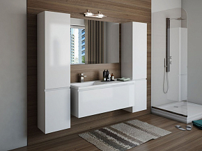 Фото Тумба с раковиной Эстет Dallas Luxe 115 L белая подвесная 1 длинный ящик