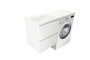 Фото Тумба с раковиной Эстет Dallas Luxe 120 L белая подвесная 2 ящика