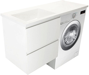 Фото Тумба с раковиной Эстет Dallas Luxe 130 L белая подвесная 2 ящика