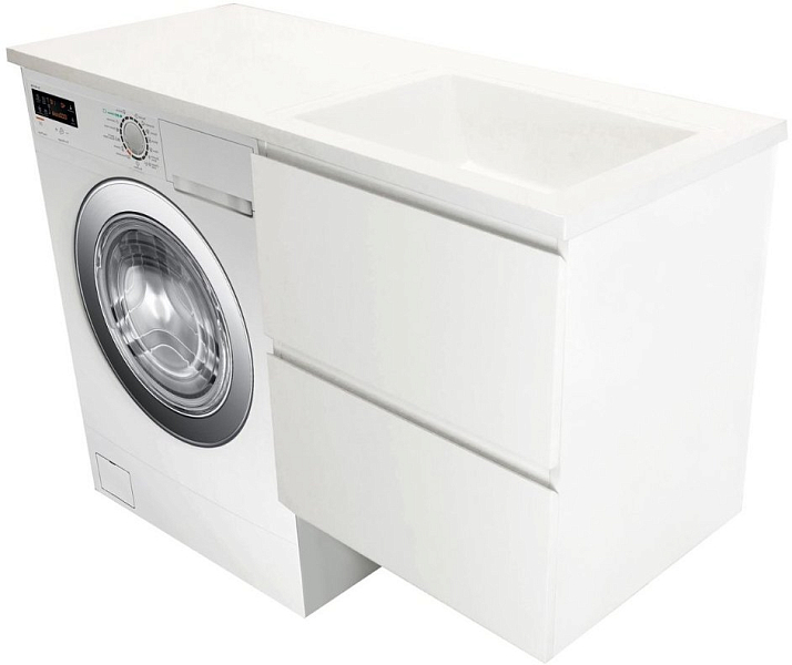 Тумба с раковиной Эстет Dallas Luxe 140 R белая подвесная 2 ящика , изображение 4