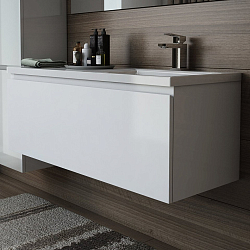 Фото Тумба с раковиной Эстет Dallas Luxe 140 R белая подвесная 1 длинный ящик