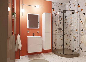 Фото Тумба с раковиной Эстет Kare Luxe 60 белая подвесная 2 ящика