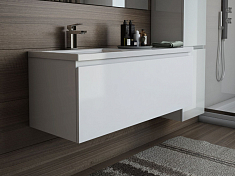 Тумба с раковиной Эстет Dallas Luxe 105 L белая подвесная 1 длинный ящик , изображение 6