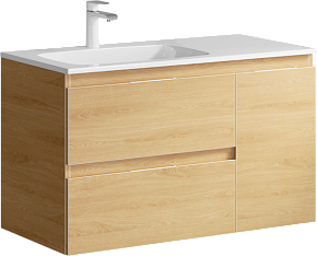 Фото Тумба с раковиной Aqwella 5 stars Accent 90 дуб золотой левая
