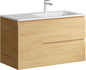 Фото Тумба с раковиной Aqwella 5 stars Accent 90 дуб золотой правая