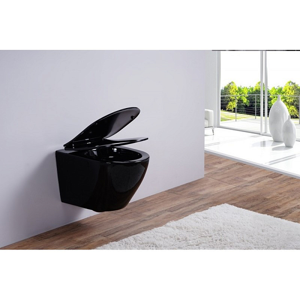 Унитаз подвесной Esbano Azalea черный безободковый , изображение 4