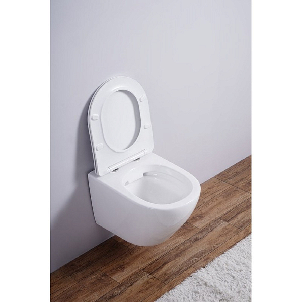 Унитаз подвесной Esbano Azalea белый безободковый , изображение 4