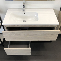 Фото Тумба с раковиной Comforty Мальме 90 дуб дымчатый