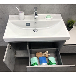 Фото Тумба с раковиной Comforty Осло 80 бетон светлый