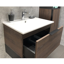 Фото Тумба с раковиной Comforty Франкфурт 60 дуб шоколадно-коричневый, с раковиной Comforty 60E