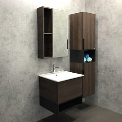 Фото Зеркало-шкаф Comforty Франкфурт 60 дуб шоколадно-коричневый