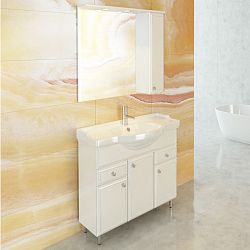 Фото Зеркало-шкаф Comforty Сочи 85 белый глянец