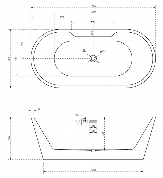 Акриловая ванна Abber AB9299-1.6 160х80 , изображение 4