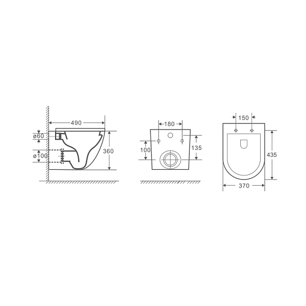 Унитаз подвесной Azario Grado AZ0046 безободковый , изображение 7