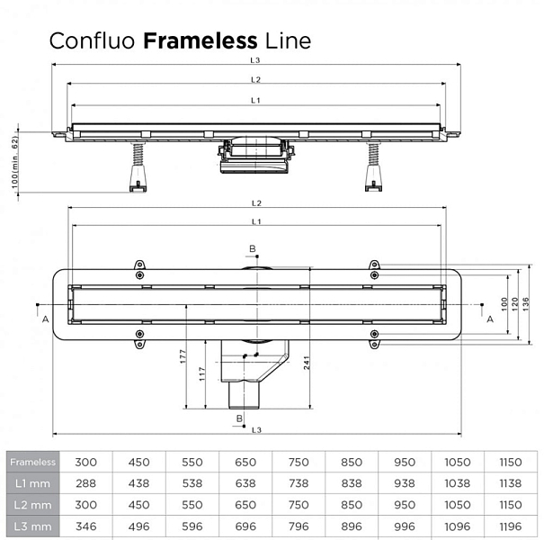Душевой лоток Pestan Confluo Frameless Line 550 белое стекло , изображение 4
