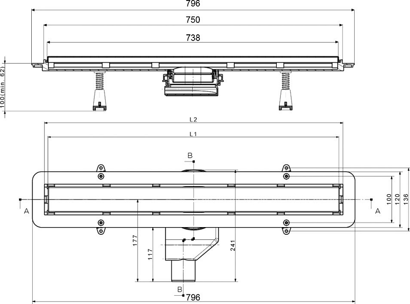 Душевой лоток Pestan Confluo Frameless Line 750 черный матовый , изображение 6