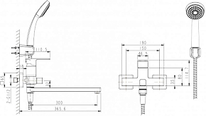 Фото Смеситель Bravat Riffle F672106C-LB для ванны с душем