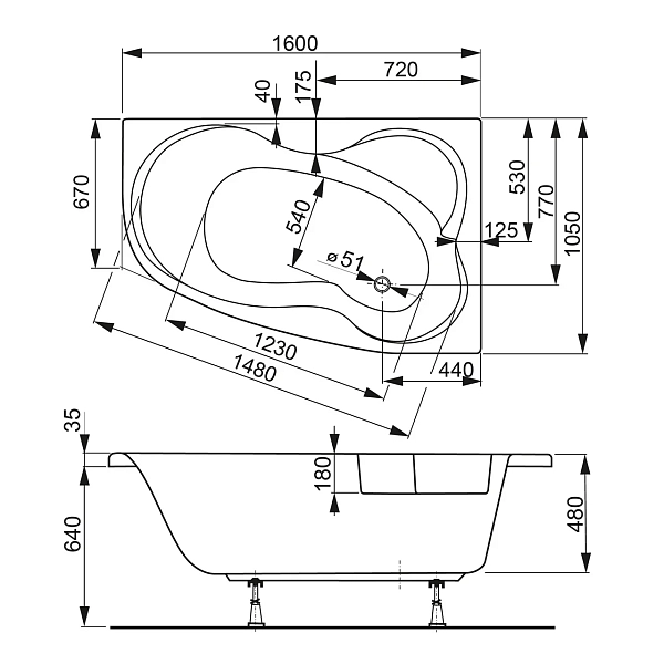 Акриловая ванна Vagnerplast Melite 160х105 R , изображение 8