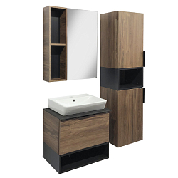 Фото Тумба с раковиной Comforty Штутгарт 60 дуб тёмно-коричневый, с раковиной Comforty 9055RA-50